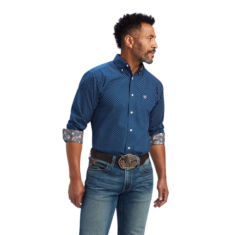 Ariat Hemden Herren - Wrinkle Free Sterling Fitted Navy ( SEPLC-5290 )